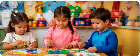 Niños realizando actividades creativas