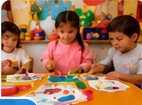 Niños pintando