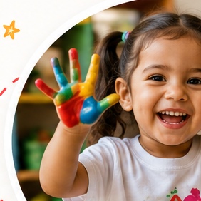 Niños realizando una actividad creativa con acompañamiento