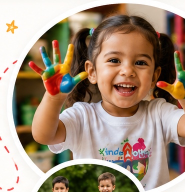 Niña sonriendo durante una actividad creativa